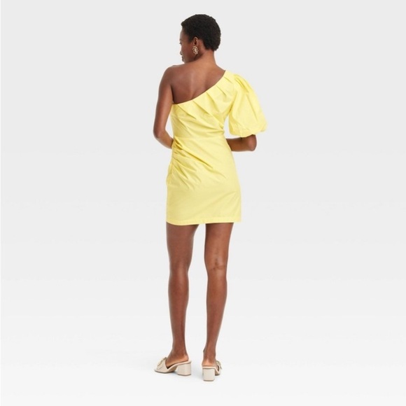 Women's One Shoulder Mini A-Line Dress - A New Day™ Yellow new - Picture 2 of 6